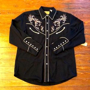 Scully since 1906 Western Wear men’s XL pearl snap button down shirt black NWT